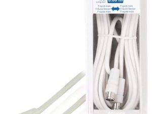 Cablu antena F tata fara filetare - F tata fara filetare alb 5m VALUELINE