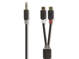 Cablu audio adaptor Jack 3.5 mm Stereo tata - 2x RCA mama 0.2m Nedis