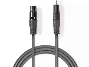 Cablu Audio Balansat XLR 3 Pini mama - Jack 3.5 mm tata stereo 1m Gri NEDIS