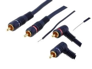 Cablu audio cu remote 2x RCA tata - 2x RCA tata la 90 grade 5m albastru 4CARMEDIA 11010