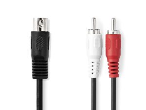 Cablu audio DIN 5pini tata - 2x RCA tata 1m Nedis CAGL20200BK10