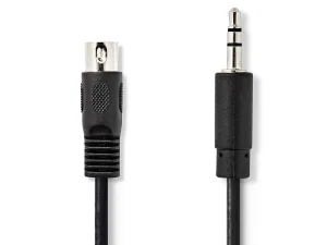 Cablu audio DIN 5pini tata - Jack 3.5 mm STEREO tata 2m Nedis CAGL20100BK20