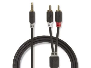 Cablu audio JACK stereo 3.5 mm tata - 2x RCA tata 5m antracit Nedis