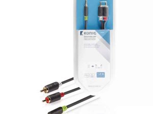 Cablu audio Jack stereo 3.5 mm tata - tata 1m gri Konig