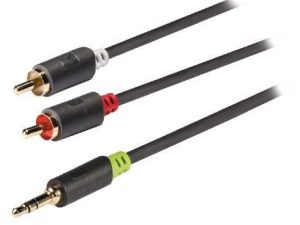 Cablu audio Jack stereo 3.5mm tata - 2x RCA tata 5m gri Konig