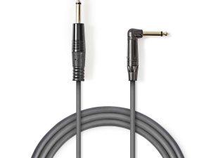 Cablu audio MONO Jack 6.35 mm tata - 6.35 mm tata cotit 3m gri Nedis