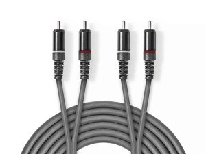 Cablu audio stereo 2x RCA tata - 2x RCA tata 5m gri Nedis