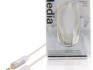 Cablu audio stereo Jack 3.5 mm tata - 3.5 mm tata 1m OFC alb Profigold