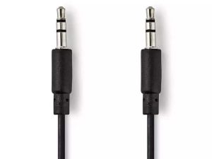 Cablu audio stereo Jack 3.5 mm tata - 3.5 mm tata 1m spiralat negru Nedis