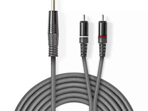 Cablu audio stereo JACK 6.35 mm tata - 2x RCA tata 1.5m gri NEDIS