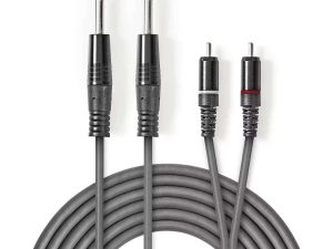 Cablu audio stereo Nedis Jack 2x 6.35 mm tata - 2x RCA tata 3m gri