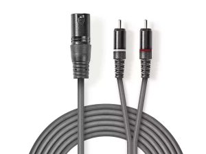 Cablu audio stereo XLR 3-Pin tata - 2x RCA tata 1.5m gri NEDIS