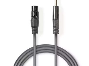 Cablu audio Stereo XLR 3-Pini mama - 6.35 mm Jack tata 1.5m gri Nedis