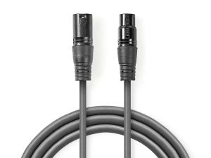 Cablu Balansat Audio XLR 3 Pini tata - XLR 3 Pini mama 15m Gri Nedis