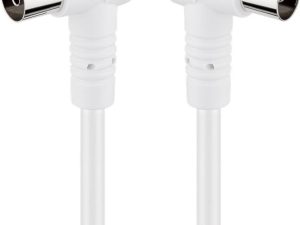 Cablu Coaxial 75ohmi Dublu ecranat 80dB mama-tata cu mufe cotite 1.5m 5.3mm alb Goobay 67353