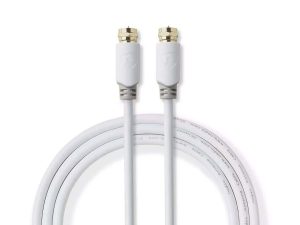 Cablu coaxial Nedis F tata - F tata 2m alb cupru dublu izolat
