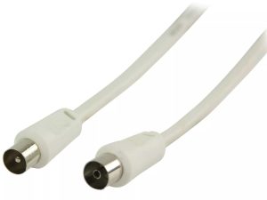 Cablu coaxial pentru antena tata - coaxial mama 3m alb dublu ecranat Valueline