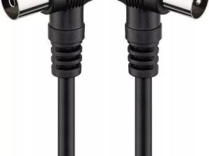 Cablu coaxial tata-mama 1.5m negru conectorI cotitI Goobay
