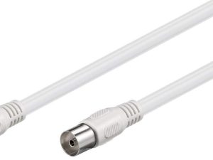 Cablu COAXIAL TV antena 10m mama-tata 75 ohm clasa A 85DB Dublu ecranat CCS alb 66617 Goobay