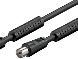 Cablu COAXIAL TV antena 3.5m mama-tata 75 ohm cu ferita 80DB Dublu ecranat negru 50743 Goobay