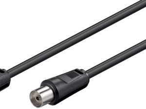 Cablu COAXIAL TV antena 70DB Dublu ecranat mama-tata 1.5m negru 11720 Goobay