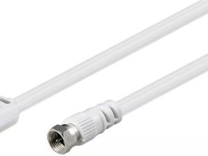 Cablu conexiune antena /SAT 5m F tata - Coaxial tata alb Goobay