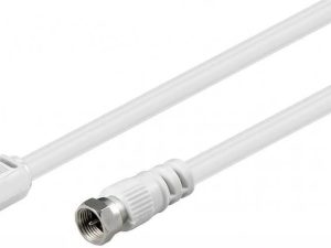Cablu conexiune antena/Satelit 2.5m F tata - Coaxial mama alb Goobay