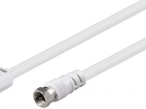 Cablu conexiune antena/ Satelit 2.5m F tata - Coaxial tata alb Goobay