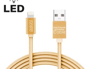 Cablu date incarcare iPhone lightning lumina LED 1m Delight auriu