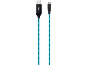 Cablu date incarcare micro USB 1m 2.1A Well flux de lumina albastra