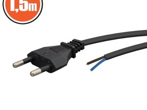Cablu de alimentare cu stecher EURO de asamblare montabil 1.5m 2x0.5mm2 dublu izolat cu fire libere