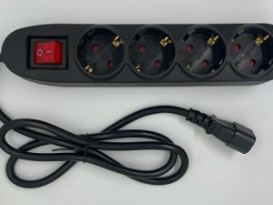 Cablu de alimentare IEC320-14 tata - 4x SCHUKO mama 1m 3x1.5mm2 16A conductor cupru