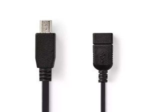 Cablu de date case de marcat fiscale USB 2.0 A mama - mini USB 5 pini tata OTG 0.2m Nedis