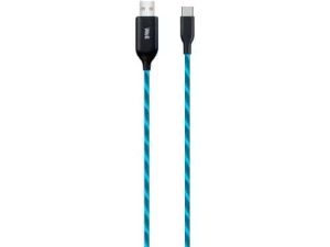Cablu de date incarcare USB Type C 1m 3A Well cu flux lumina albastra