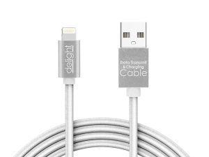 Cablu de date iPhone lightning 1m argintiu cu iluminare LED rosu delight