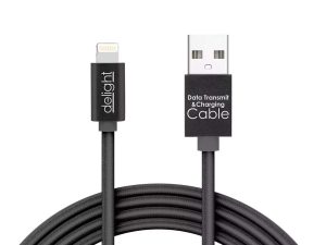 Cablu de date iPhone lightning 1m negru cu iluminare LED rosu delight