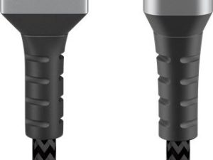Cablu de date si incarcare USB A - USB type C 2m gri/argintiu textil flexibil Goobay 49297
