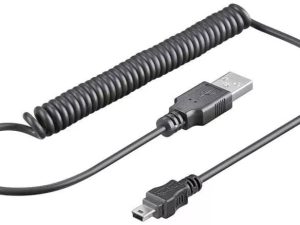 Cablu de date USB A tata- mini USB B tata spiralat 1m Goobay