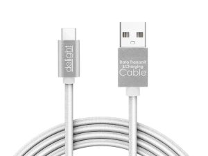 Cablu de date USB type C 1m argintiu cu iluminare LED rosu delight