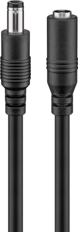Cablu de extensie alimentare DC 5.5 x 2.5 mm mama-tata 10m cupru 0.5mm negru Goobay