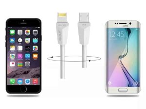 Cablu de incarcare USB Golf Diamond 2in1 alb iPhone micro USB 1m