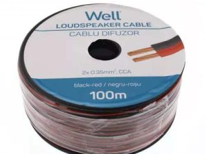 Cablu difuzor rosu/negru 2x0.35mm CCA Well LSP-CCA0.35BR-100-WL