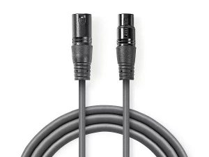 Cablu Digital DMX XLR 3-pini tata - XLR 3-pini mama 110 Ohm 1.5m gri Nedis
