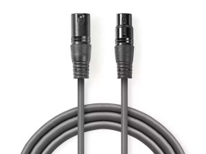Cablu digital XLR 3 Pini tata - XLR 3 Pini mama 5m gri Nedis