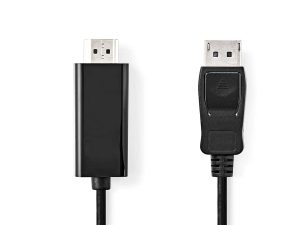 Cablu DisplayPort v1.2 tata - HDMI tata 4K 30Hz 2m negru Nedis CCGB37100BK20