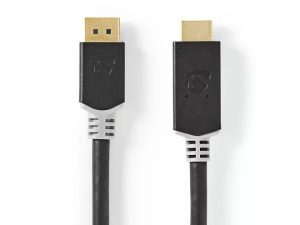Cablu DisplayPort v1.4 - HDMI 4K 60Hz 2m aurit antracit Nedis
