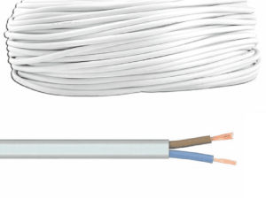 Cablu electric bifilar dublu-izolat cupru 2x0.75mm plat alb MYYUP H03VVH2-F 2x0.75
