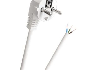 Cablu electric cu stecher Schuko si capat dezizolat 3x1mm 3m alb PS3X1-3