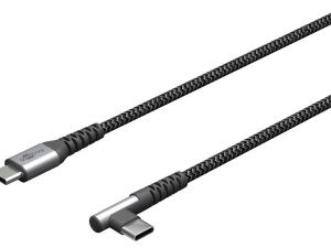 Cablu elegant extra-robust textil 0.5m 60W USB2.0 type C 90 grade - USB type C mufe metalice Goobay 64658