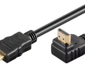 Cablu HDMI 2.0 cu ethernet 19 pini tata - HDMI 19 pini tata 90 grade aurit OFC 1.5m Goobay